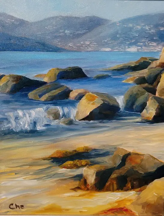 Rocky beach with gentle waves