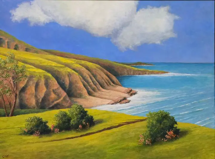 Coastal landscape with cliffs and ocean